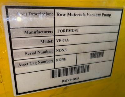 Foremost VF-07A Raw Materials Vacuum Pump | Garden City Plastics